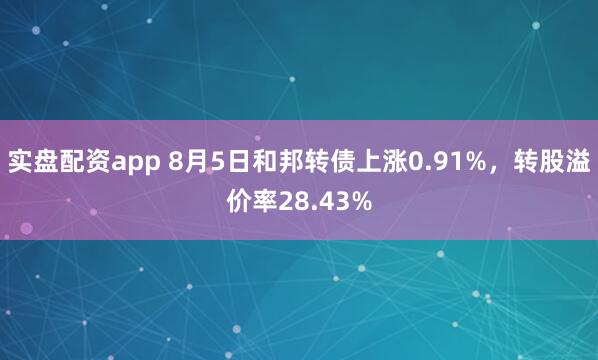 实盘配资app 8月5日和邦转债上涨0.91%，转股溢价率28.43%