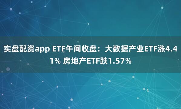实盘配资app ETF午间收盘：大数据产业ETF涨4.41% 房地产ETF跌1.57%